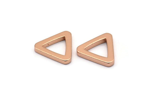 Triangle Charm - 8 Rose Gold Plated Brass Triangle Charms (13x2mm) D0020 Q0081