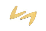 Brass Letter Charm, 12 Raw Brass V Shape Charms With 1 Hole, Findings (31x22.5x0.80mm) D988
