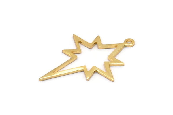 Altın Kutup Yıldızı Tılsımı, 4 Altın Kaplama Pirinç, Altın Tılsımlar, 1 Halkalı Altın Kutup Yıldızı Tılsımları (30x22x0,80 mm) M02485