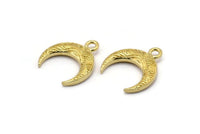 Pirinç Ay Tılsımı, Ham Pirinç Dokulu Boynuz Tılsımları, Kolye Ucu, Mücevher Parçası (19x6x4mm) N0271