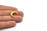 Pirinç Ay Tılsımı, Ham Pirinç Dokulu Boynuz Tılsımları, Kolye Ucu, Mücevher Parçası (19x6x4mm) N0271