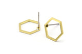 Brass Hexagon Earring, 10 Raw Brass Hexagon Stud Earrings (12x0.90mm) A1636 A1714