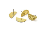 Brass Moon Earring, 4 Raw Brass Moon Phases Stud Earrings (17x9x1.5mm) N1924