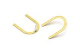 U Shape Earring, 8 Textured Raw Brass U Shaped Stud Earrings (30x25x0.80mm) M02104 A2520