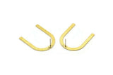 U Shape Earring, 8 Textured Raw Brass U Shaped Stud Earrings (30x25x0.80mm) M02104 A2520