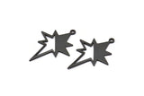 Black Pole Star Charm, 6 Oxidized Black Brass, Black Charms, Black Pole Star Charms With 1 Loop (30x22x0.80mm) M02486