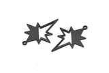 Black Pole Star Charm, 6 Oxidized Black Brass, Black Charms, Black Pole Star Charms With 1 Loop (30x22x0.80mm) M02486