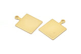 Gold Square Charm, 8 Gold Plated Brass Square Charms With 1 Loop, Earring, Findings (25x18x1mm) D0663