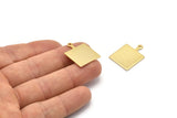 Gold Square Charm, 8 Gold Plated Brass Square Charms With 1 Loop, Earring, Findings (25x18x1mm) D0663