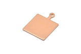 Rose Gold Square Charm, 8 Rose Gold Plated Brass Square Charms With 1 Loop, Earring, Findings (25x18x1mm) D0663