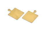 Brass Square Charm, 8 Raw Brass Square Charms With 1 Loop, Earring, Findings (25x18x1mm) D0663