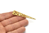 Diamond Textured Triangle, Raw Brass Triangles with Diamond Textured Charms With 1 Hole, Earring Finding (59x14x1mm) N0131