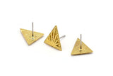 Brass Triangle Earring, 8 Raw Brass Triangle Stud Earrings (13x1.5mm) N1816