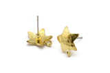 Brass Earring Post, 8 Raw Brass Star Earring Posts With 1 Loop (14x15mm) BS 2437