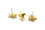 Brass Earring Post, 8 Raw Brass Star Earring Posts With 1 Loop (14x15mm) BS 2437