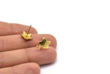 Brass Earring Post, 8 Raw Brass Star Earring Posts With 1 Loop (14x15mm) BS 2437