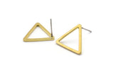 Brass Triangle Earring, 12 Raw Brass Triangle Stud Earrings (17x1.2mm) D0108 A1178