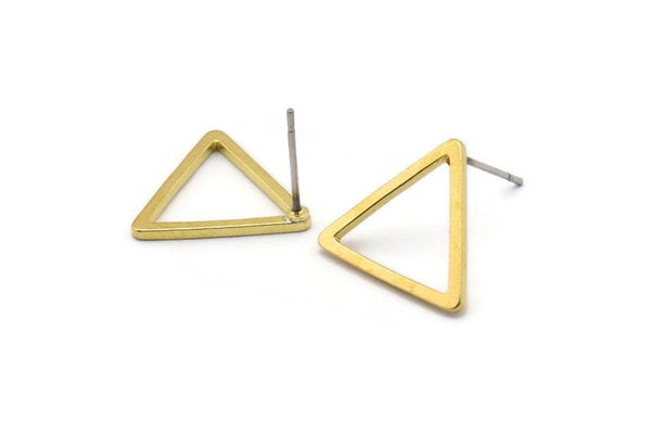 Brass Triangle Earring, 12 Raw Brass Triangle Stud Earrings (17x1.2mm) D0108 A1178
