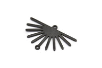 Black Sun Charm, 4 Oxidized Black Brass Sun Charms With 2 Loops (19x30x0.80mm) M02324 H0592
