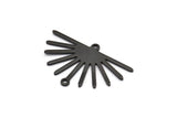 Black Sun Charm, 4 Oxidized Black Brass Sun Charms With 2 Loops (19x30x0.80mm) M02324 H0592
