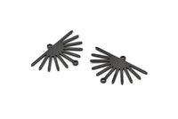 Black Sun Charm, 4 Oxidized Black Brass Sun Charms With 2 Loops (19x30x0.80mm) M02324 H0592