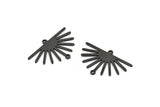 Black Sun Charm, 4 Oxidized Black Brass Sun Charms With 2 Loops (19x30x0.80mm) M02324 H0592