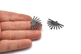Black Sun Charm, 4 Oxidized Black Brass Sun Charms With 2 Loops (19x30x0.80mm) M02324 H0592