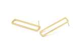 Gold Rectangle Earring, 2 Gold Plated Brass Rectangle Stud Earrings (10x40x1.5mm) D1647 A1426 Q1002