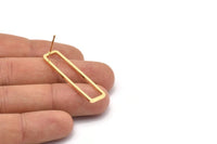 Gold Rectangle Earring, 2 Gold Plated Brass Rectangle Stud Earrings (10x40x1.5mm) D1647 A1426 Q1002