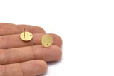 Gold Round Earring, 4 Textured Gold Plated Brass Round Earring Studs (12x0.80mm) M337 A1552 Q1054