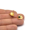 Gold Earring Post, 4 Gold Plated Brass Half Moon Earring Posts With 1 Loop (14x15mm) BS 2440
