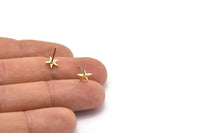 Brass Starfish Earring, 24 Raw Brass Starfish Stud Earrings (7mm) N1176