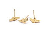 Gold Bird Earring, 6 Gold Plated Brass Bird Stud Earrings (12x6mm) N1214 H1193