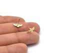 Gold Bird Earring, 6 Gold Plated Brass Bird Stud Earrings (12x6mm) N1214 H1193