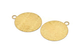 Brass Round Tag, 6 Raw Brass Textured Round Stamping Blanks With 1 Loop, Earrings, Pendants, Findings (35x30x0,50mm) D0734