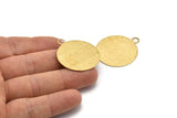 Brass Round Tag, 6 Raw Brass Textured Round Stamping Blanks With 1 Loop, Earrings, Pendants, Findings (35x30x0,50mm) D0734