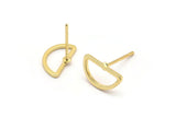 Semi Circle Earring, 8 Gold Plated Brass Semi Circle Stud Earrings (11x6mm) D0007 A1136 Q1012
