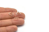 Semi Circle Earring, 8 Rose Gold Plated Brass Semi Circle Stud Earrings (11x6mm) D0007 A1136 Q1012