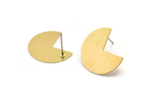 Brass Geometric Earring, 8 Raw Brass Pizza Slice Stud Earrings (20x17x0.50mm) D1089 A1285