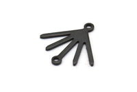 Black Sun Charm, 12 Oxidized Black Brass Sun Charms With 2 Loops (18x17x0.80mm) M02419