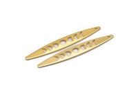Altın Oval Charm, 4 Altın Kaplama Pirinç, Altın Charmlar, 1 Delikli Altın Oval Ay Evreleri Charmları (50x7x0,80 mm) M02500