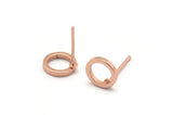 Rose Gold Circle Earring, 6 Rose Gold Plated Brass Circle Stud Earrings (8mm) N0437 A1141 Q0828