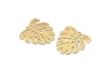 Pirinç Monstera Tılsımı, 1 Halkalı 24 Ham Pirinç Dokulu Monstera Yaprağı Tılsımı, Kolye Uçları, Küpeler, Bulgular (21x22x0,5 mm) D872