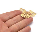 Pirinç Monstera Tılsımı, 1 Halkalı 24 Ham Pirinç Dokulu Monstera Yaprağı Tılsımı, Kolye Uçları, Küpeler, Bulgular (21x22x0,5 mm) D872