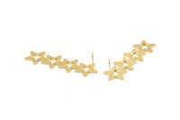 Gold Star Earring, 2 Gold Plated Brass Star Stud Earrings (45x13x0.80mm) D1202 A1250 Q1015