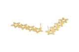Gold Star Earring, 2 Gold Plated Brass Star Stud Earrings (45x13x0.80mm) D1202 A1250 Q1015
