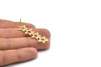 Gold Star Earring, 2 Gold Plated Brass Star Stud Earrings (45x13x0.80mm) D1202 A1250 Q1015