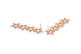 Rose Gold Star Earring, 2 Rose Gold Plated Brass Star Stud Earrings (45x13x0.80mm) D1202 A1250 Q1015