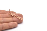 Rose Gold Star Earring, 2 Rose Gold Plated Brass Star Stud Earrings (45x13x0.80mm) D1202 A1250 Q1015