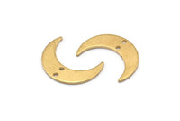 Brass Moon Charm, 24 Raw Brass Crescent Moon Charms With 2 Holes, Findings, Connectors (21x6x1mm) D1132
